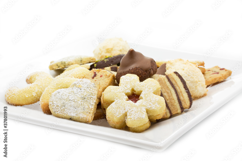 Auswahl an Weihnachtsplätzchen auf einem Teller Auswahl an Weihnachtsplätzchen auf einem Teller
