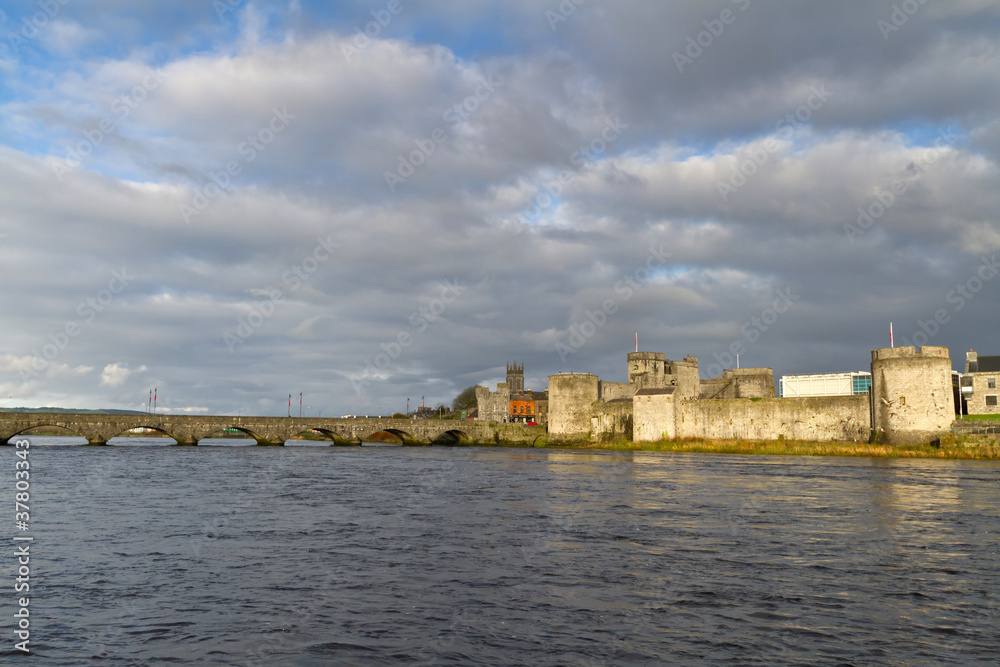 King John Castle and old bridge in Limerick, Ireland