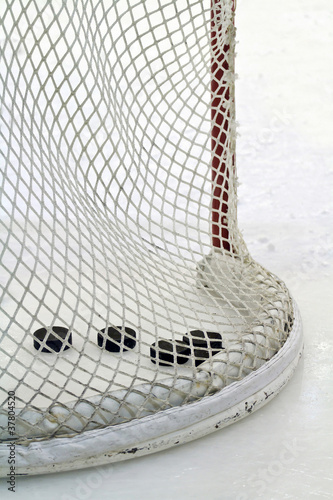 Photography ice hockey net