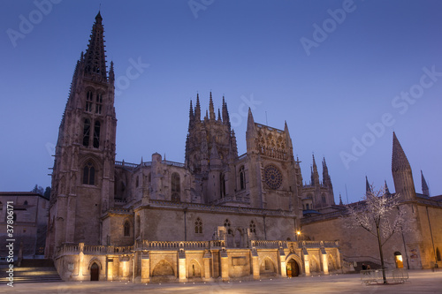 Anochecer en la catedral de Burgos, Castilla y León, España