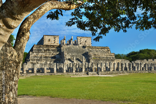 Temple of the Warriors in Chichen Itza near Cancun, Mexico