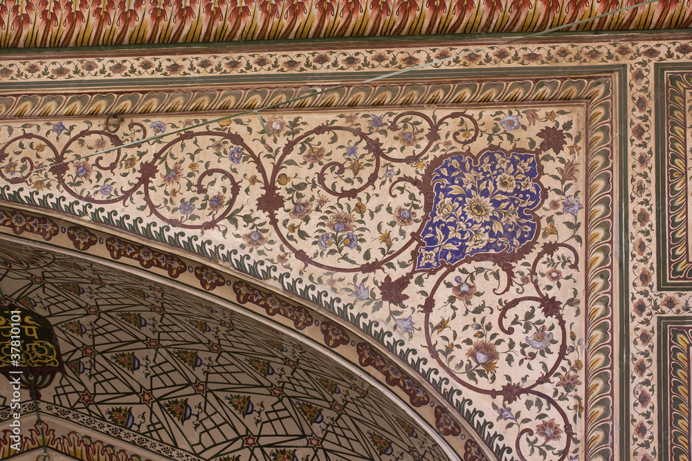 frescoes on wall, historic architecture, Rajasthan ,India