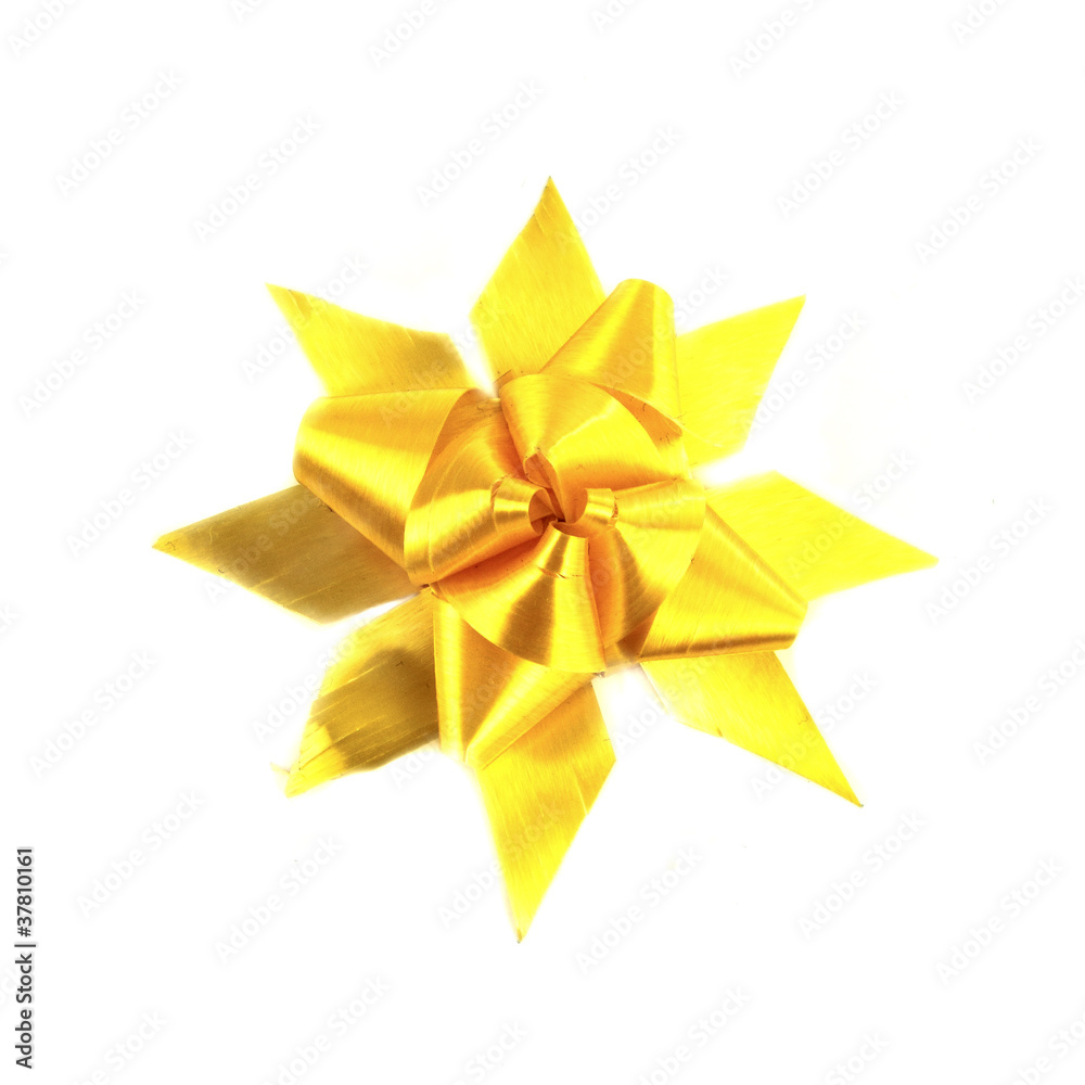 yellow gift bow isolated on white background yellow gift bow isolated on white background