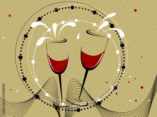 wave and circle background for new year celebration