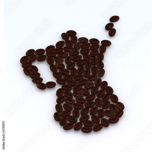 italian coffepot with coffee beans photo