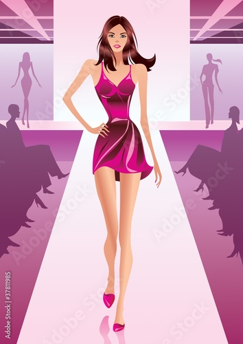 Fashion model representing  collection on  review
