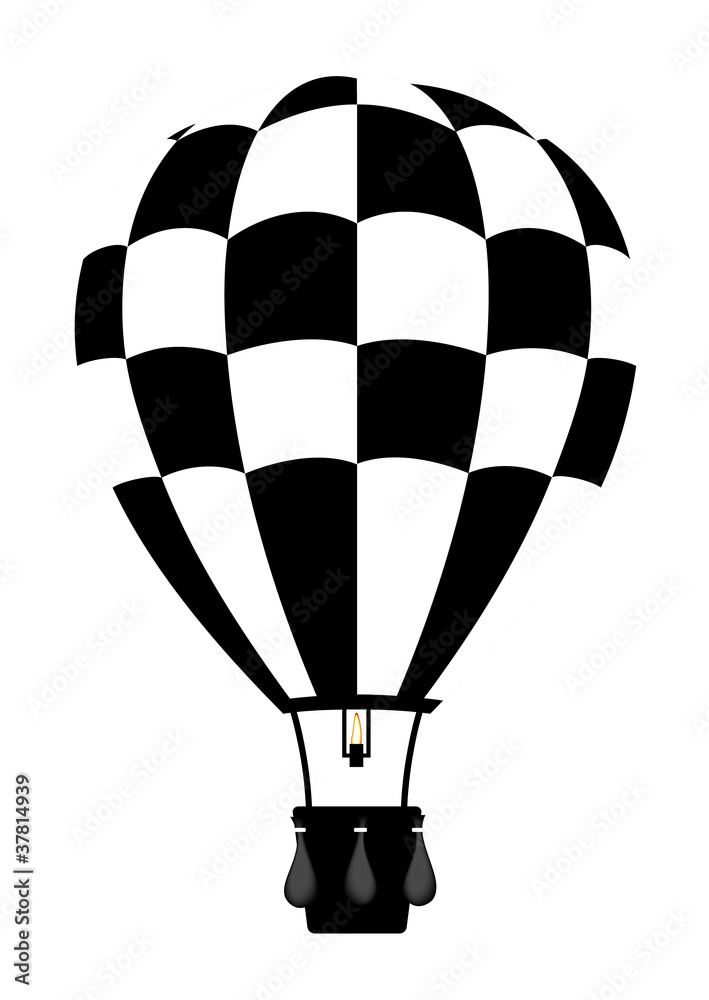 Naklejka premium Hot air balloon in black and white colour