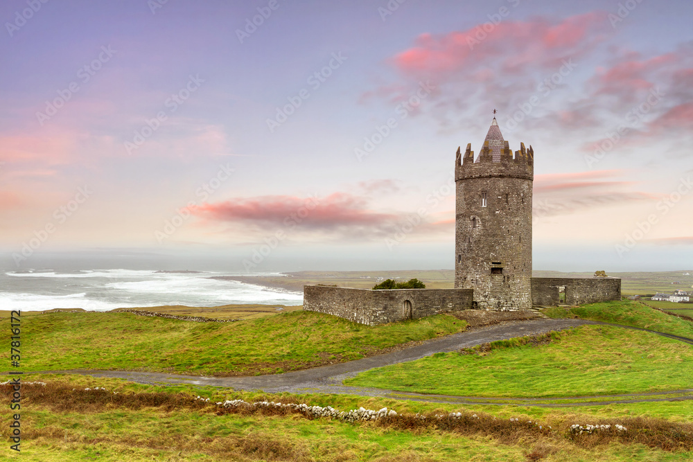 Doonagore castle at sunset, Co. Clare, Ireland