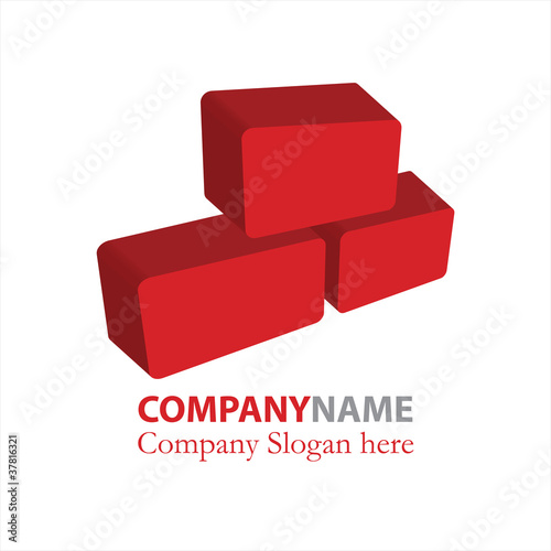 Red blocks 3D logo