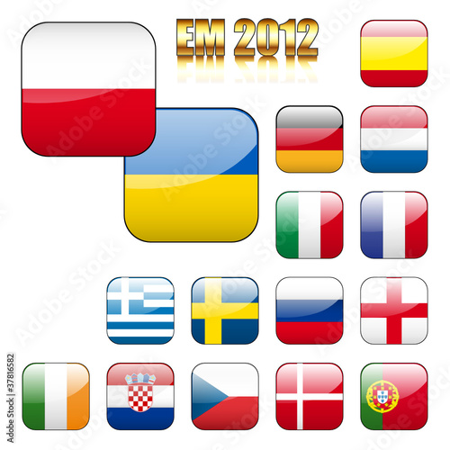 Fußball 2012 Teilnehmer Icons, Buttons