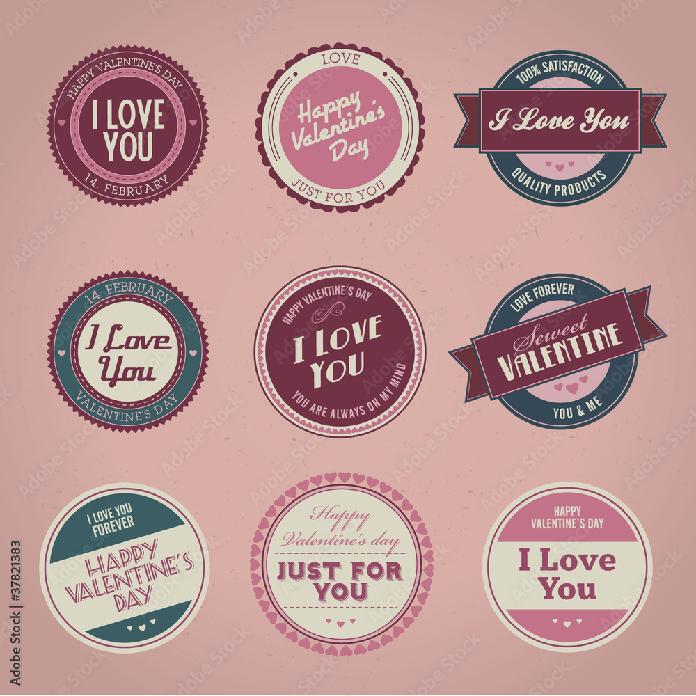 Set of vintage styled Valentine's day labels