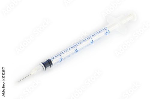 Syringe on a white background