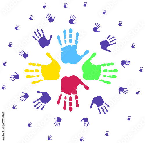 Silhouettes of hands, isolated on white background