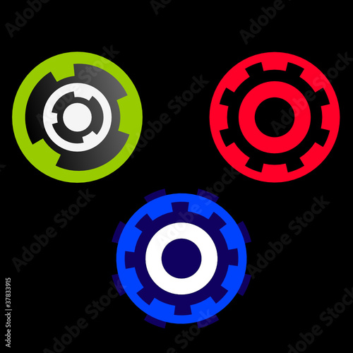 Set of colored wheels