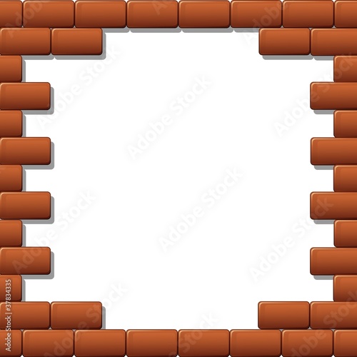 Cornice Muro Mattoni Rossi-Red Bricks Wall Frame-Vector
