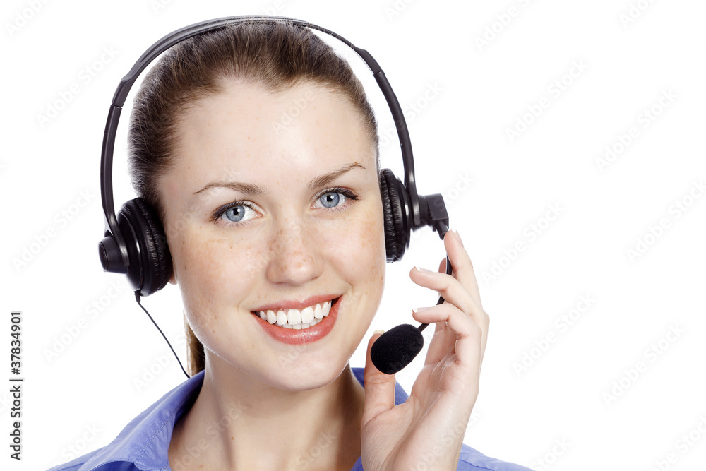 Headshot of beautiful customer service operator woman Headshot of beautiful customer service operator woman