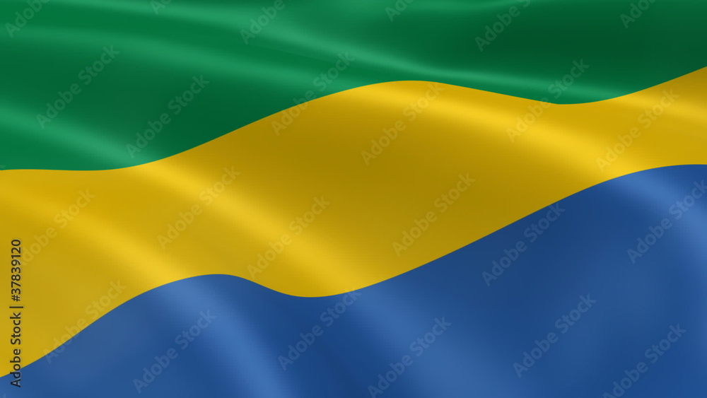 Gabonese flag in the wind. Part of a series. Gabonese flag in the wind. Part of a series.
