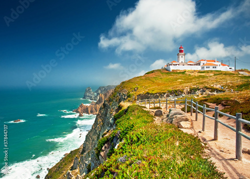 Nice view on the lighthouse of Cabo da Roca, Portugal photo
