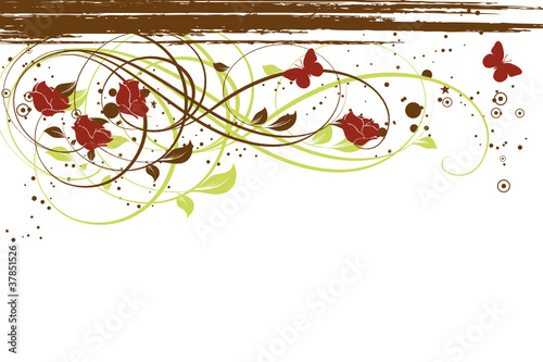 grunge floral marron