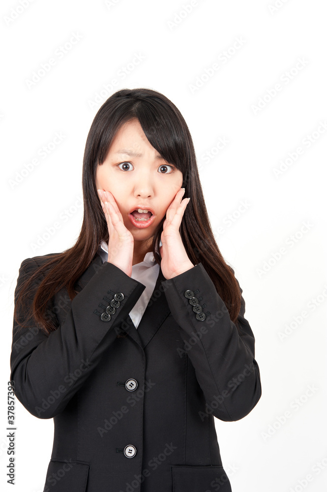 a portrait of asian businesswoman surprising a portrait of asian businesswoman surprising