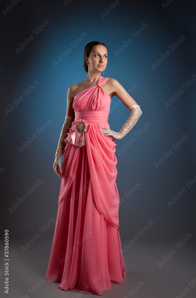 beauty woman posing in rose fashion portrait
