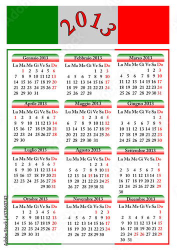 Calendario 2013 italiano (vettoriale)