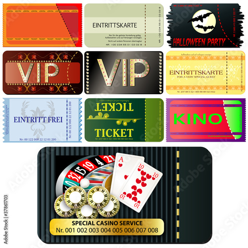 ticket und karten set