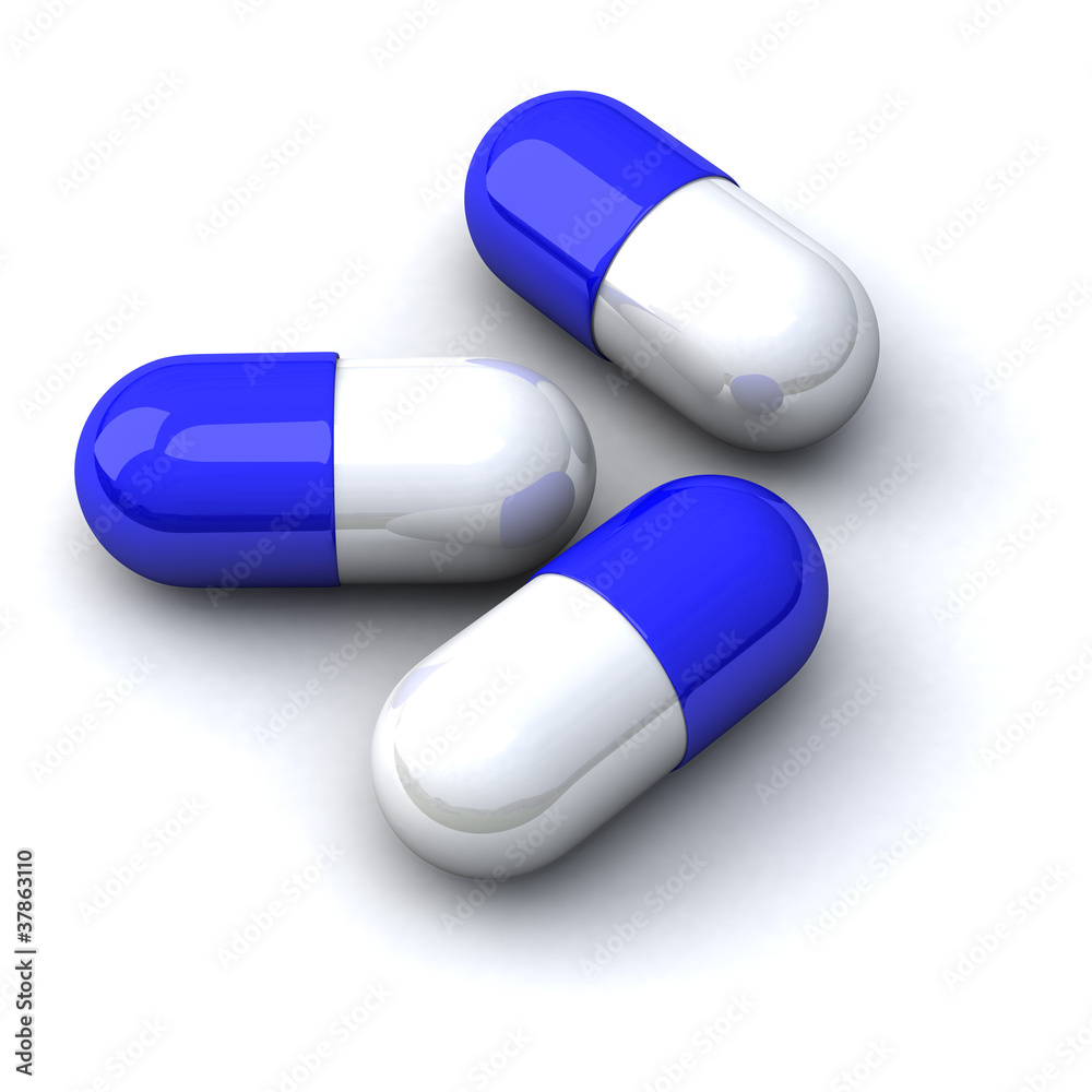 Blue and white pills 3d Blue and white pills 3d