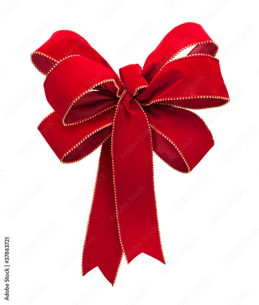 Fotografie Red Velvet Bow isolated on white