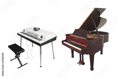 electronic synthesizer and piano