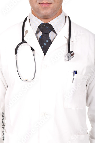 male doctor with a stethoscope on his neck