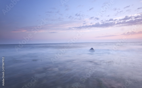 Misty morning over ocean, kalmar sund, sweden