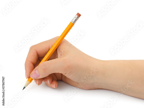 Pencil in woman hand