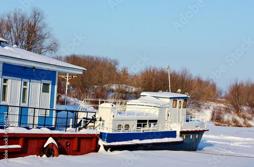 River pier in winter