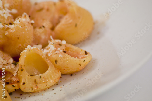 pasta conchiglie rosate close up