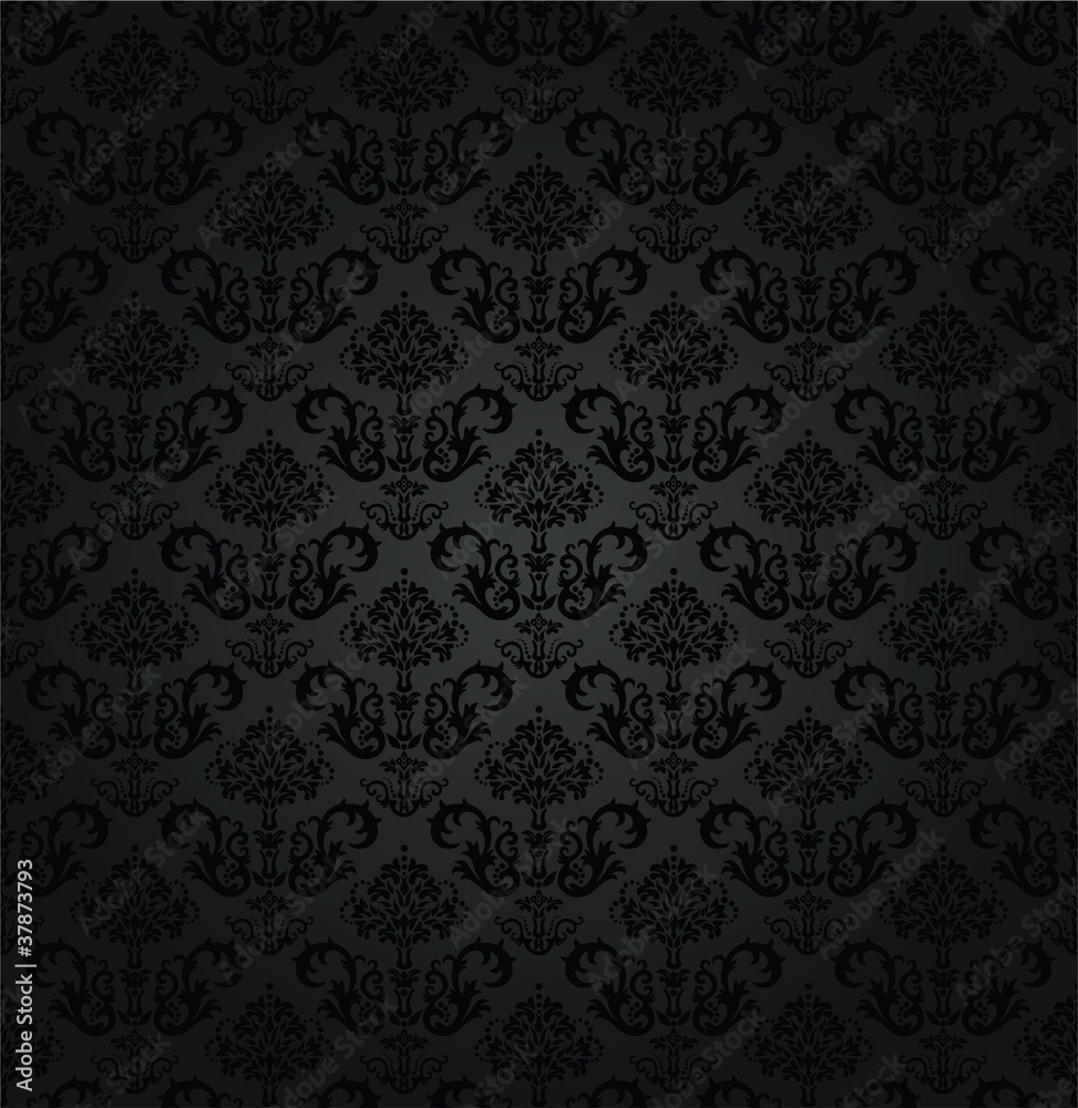 Seamless charcoal small floral elements wallpaper - obrazy, fototapety, plakaty 