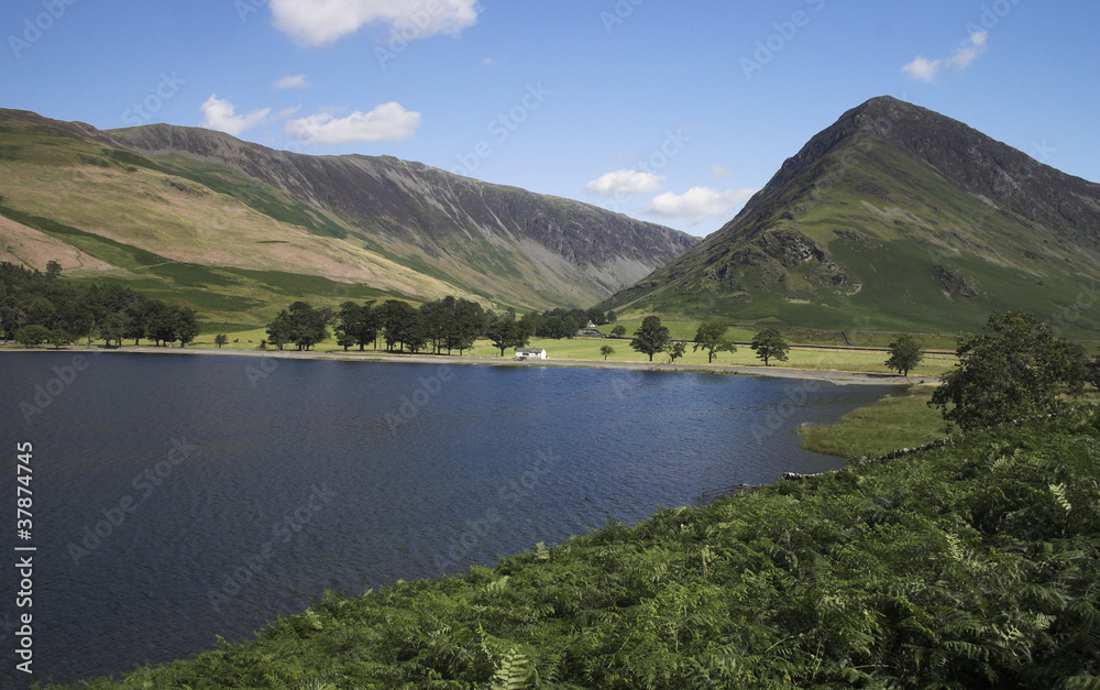 View of end of the Buttermere lake , Lake District , UK