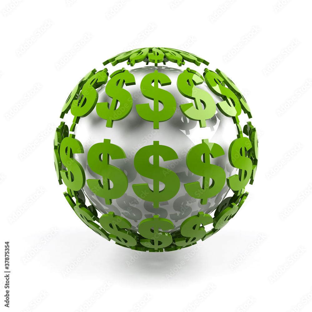 Sphere from dollar sign isolated on white. Sphere from dollar sign isolated on white.