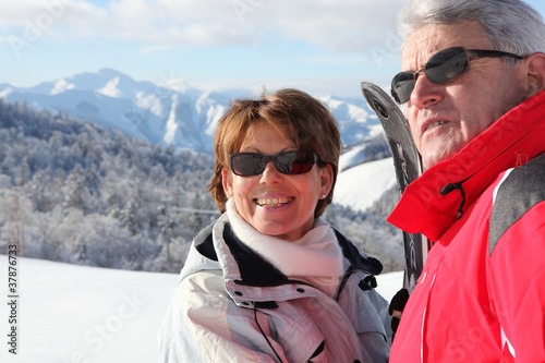 Couple on a skiing holiday