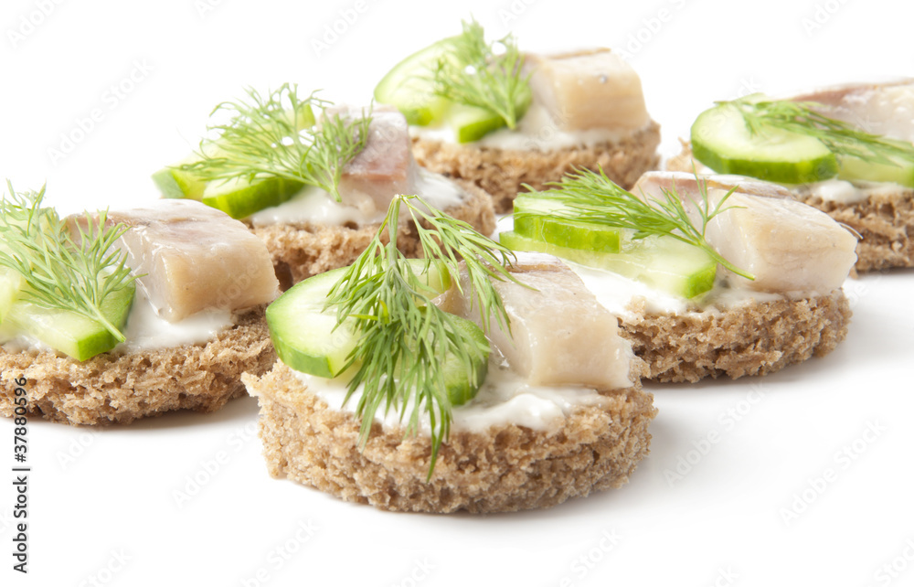 sandwiches with herring, cucumber and dill sandwiches with herring, cucumber and dill