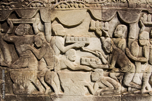 Ancient Khmer carving food trays