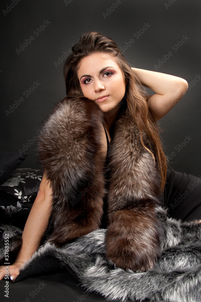 portrait of pretty young woman in fur portrait of pretty young woman in fur