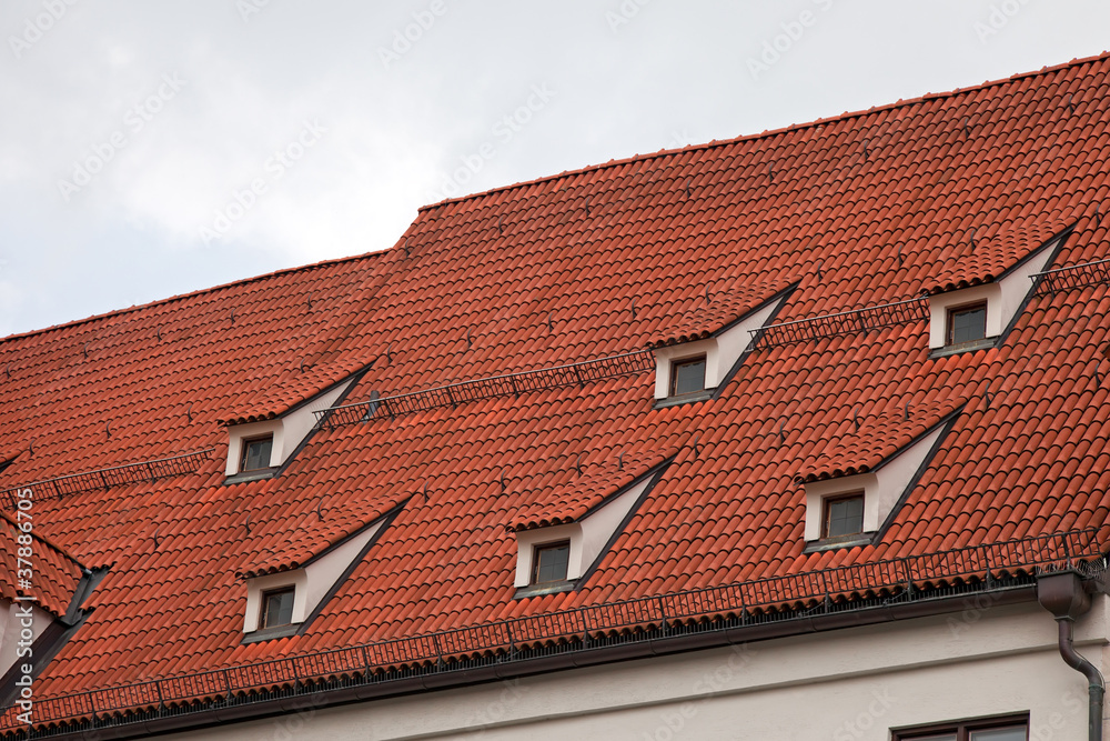 Red tile roof in Munich, Germany