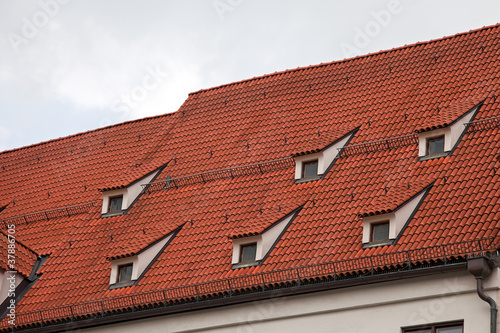 Red tile roof in Munich, Germany
