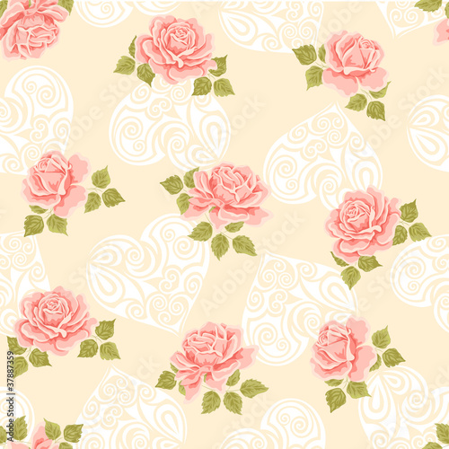 Seamless wallpaper pattern with roses