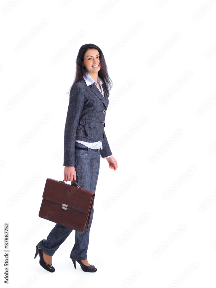 business woman going and holding a briefcase business woman going and holding a briefcase