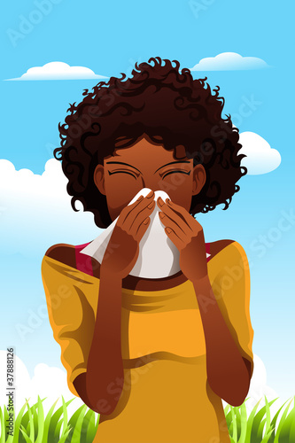 Sneezing woman