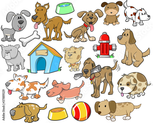 Cute Dog Design Elements Vector Set