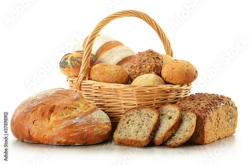 Composition with bread and rolls isolated on white #37898912
