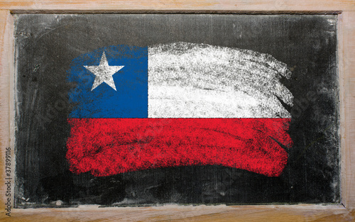 flag of Chile on blackboard painted with chalk